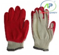 Găng tay len phủ nhựa bàn tay màu đỏ K10 ( phủ 1 mặt) (40g)